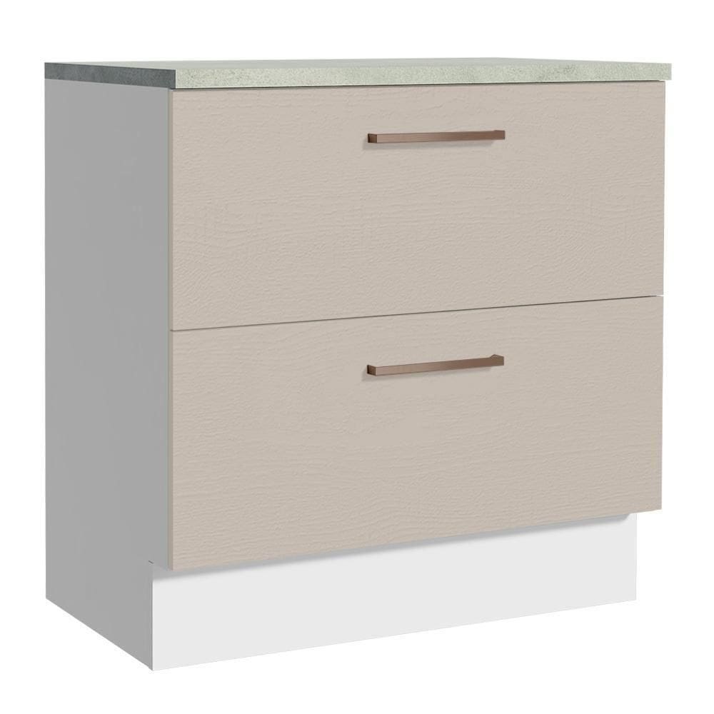 Balcão 80 Cm 2 Gavetas Agata Madesa Branco/crema