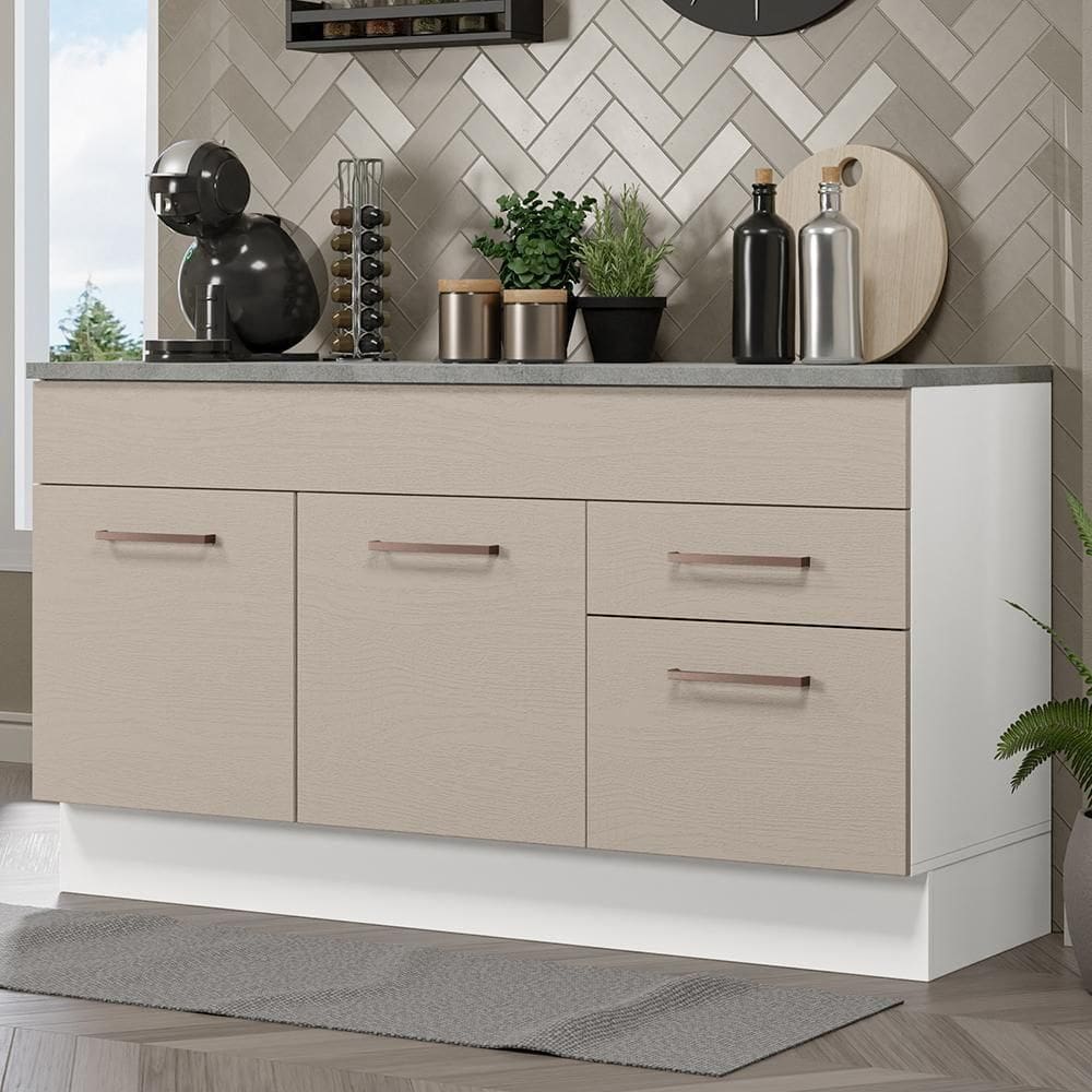 Balcão Gabinete De Pia 150 Cms Madesa Branco/crema