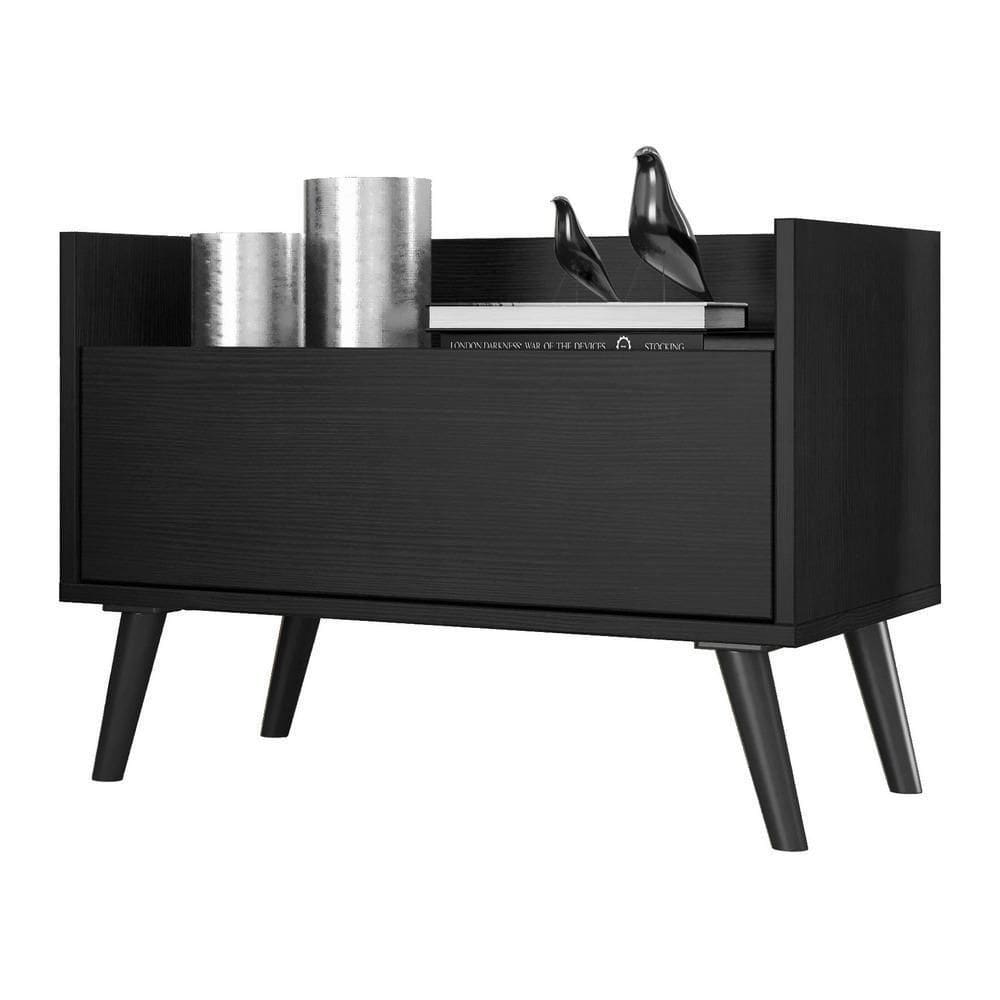 Mesa De Cabeceira 80Cm Retrô Multimóveis V4000 Preta Preto