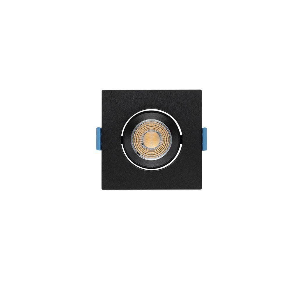Spot De Led De Embutir Recuado Stella Easy Evo Mr11 Quadrado 3w Bivolt Preto - 3000k - Luz Amarela