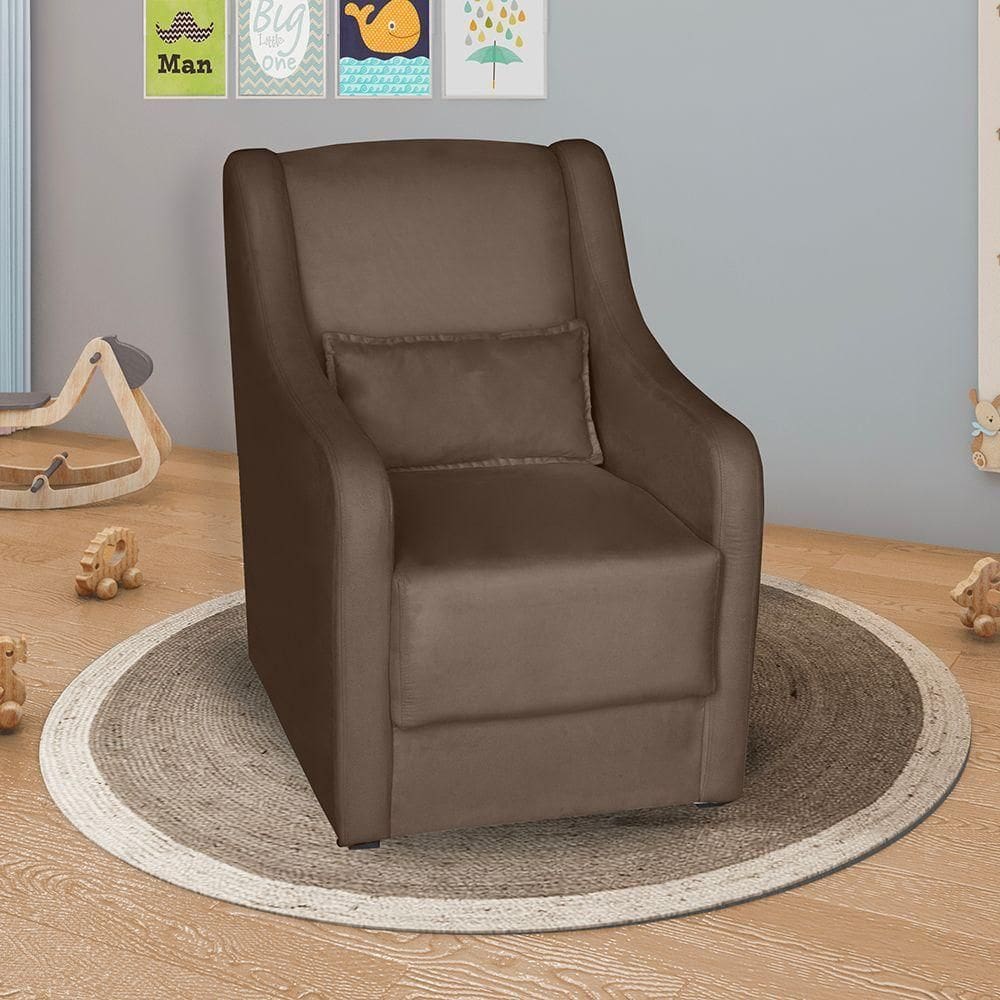 Poltrona Para Amamentação Glamour Com Almofada Marrom