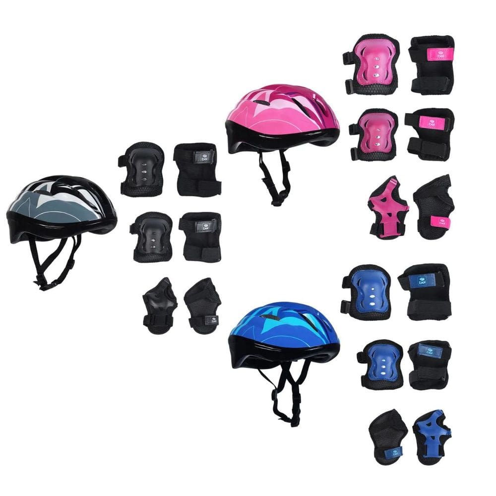 Kit de Proteção Capacete Ajustável Esportes Radicais Skate Bike Patinete Patins Infantil Completo Tam P Bel