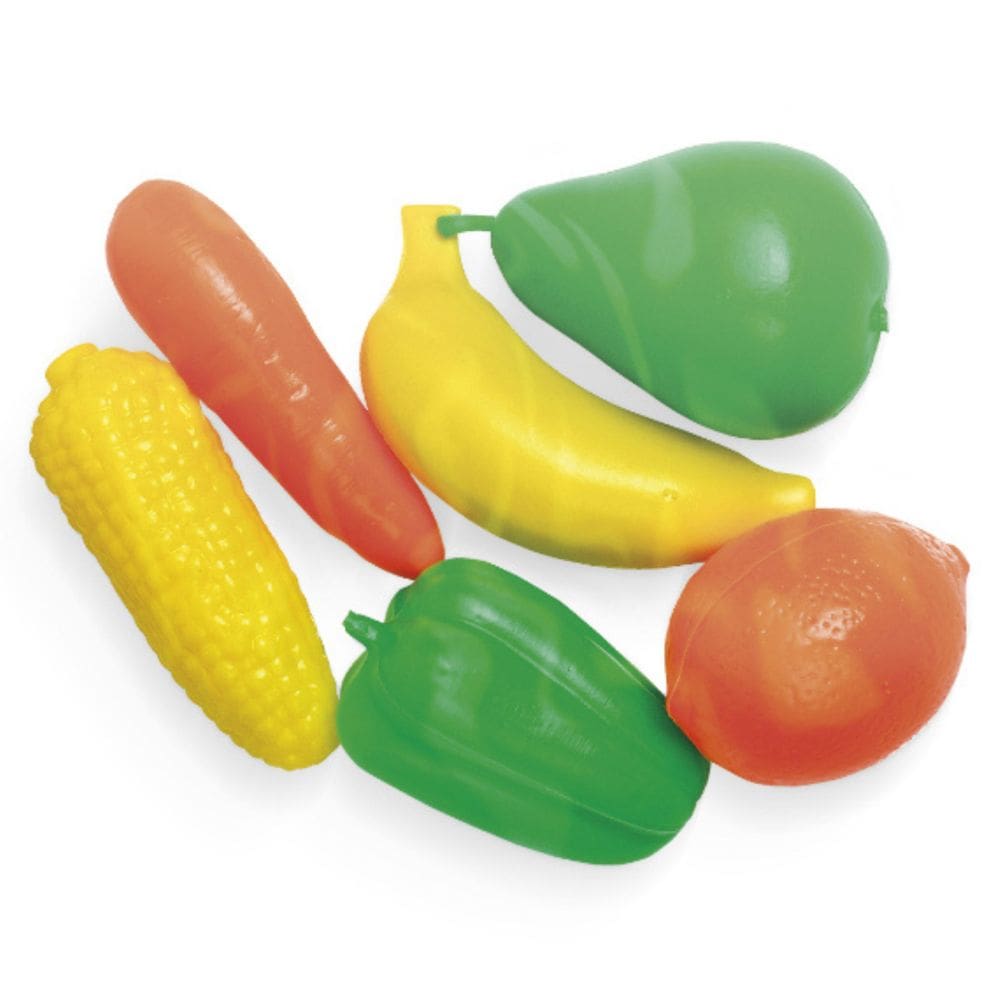 Brinquedo Kit de Frutas e Legumes 6 Peças Plástico