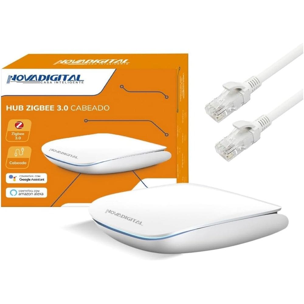 Hub Zigbe 3.0  Cabeado Rj45 Wi-fi Smart Life Alexa e Google Assistente Zigbee Novadigital Branco