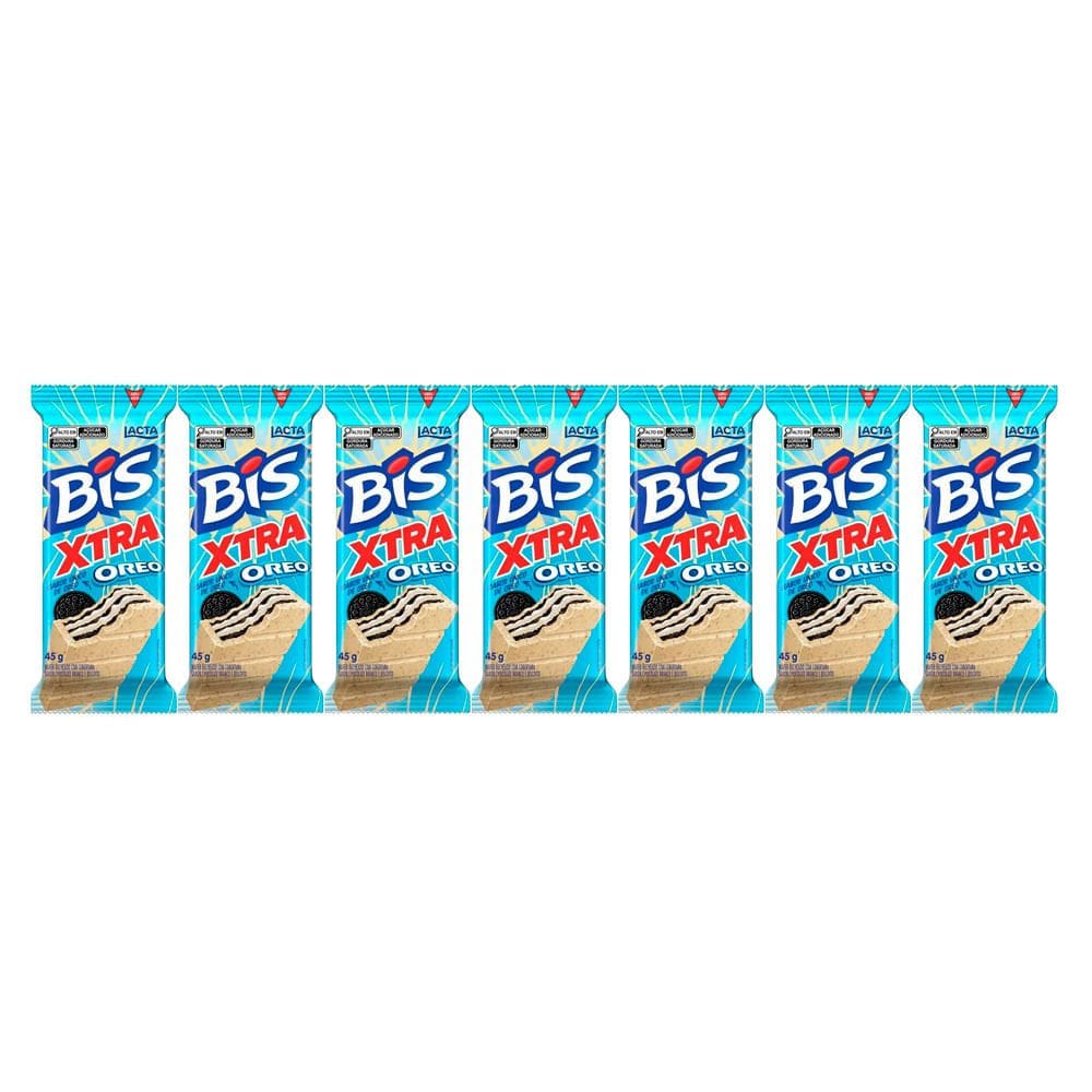 Kit 7 Chocolate Bis Lacta Xtra Oreo com 45g