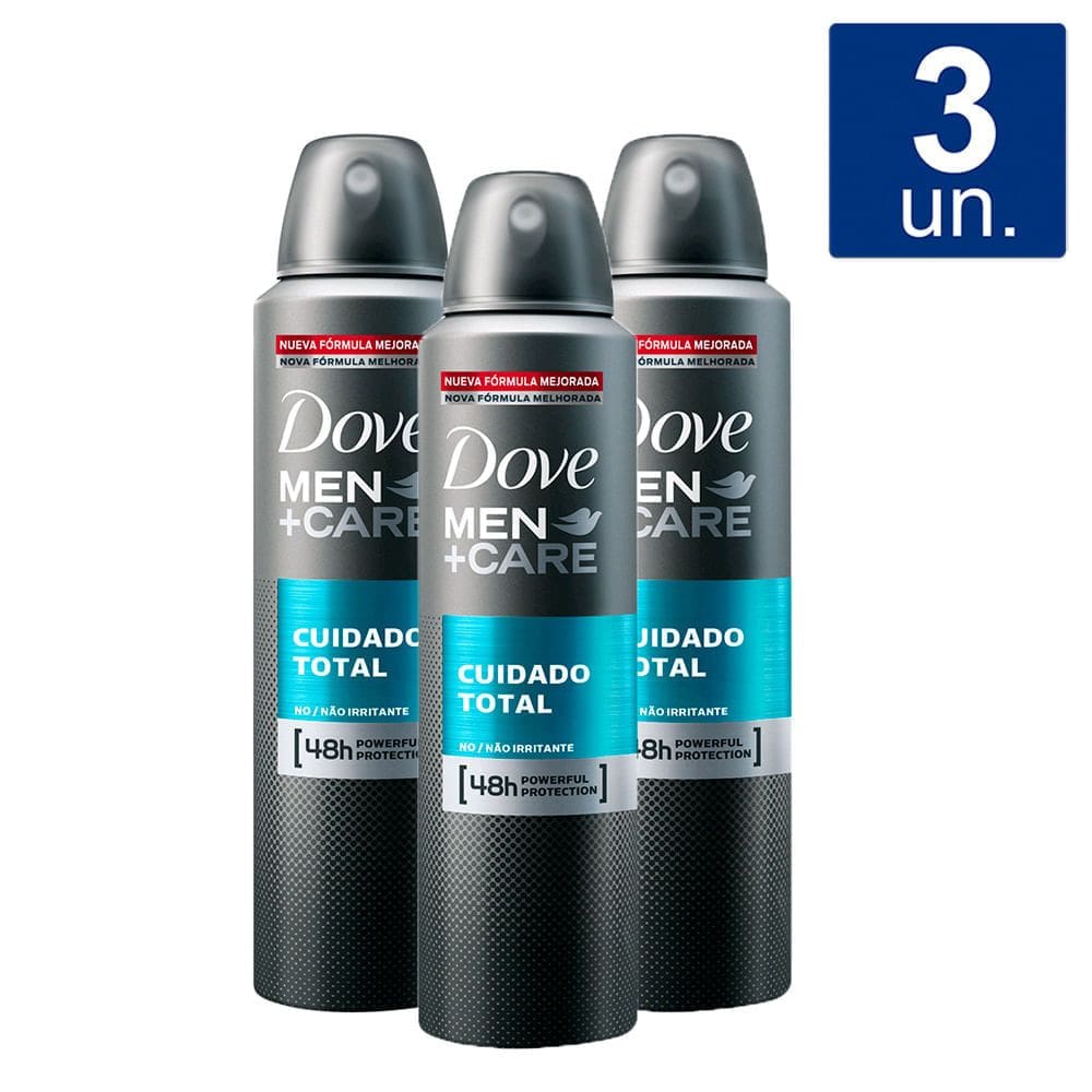 Kit 3 Desodorante Aerosol Dove Men+Care Proteção Total 150ml