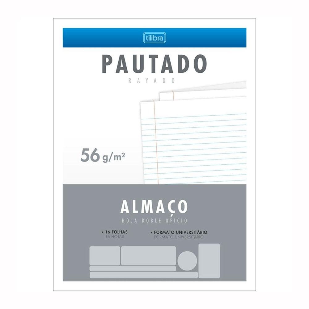 Papel almaço com pauta e margem com 16 folhas - Tilibra