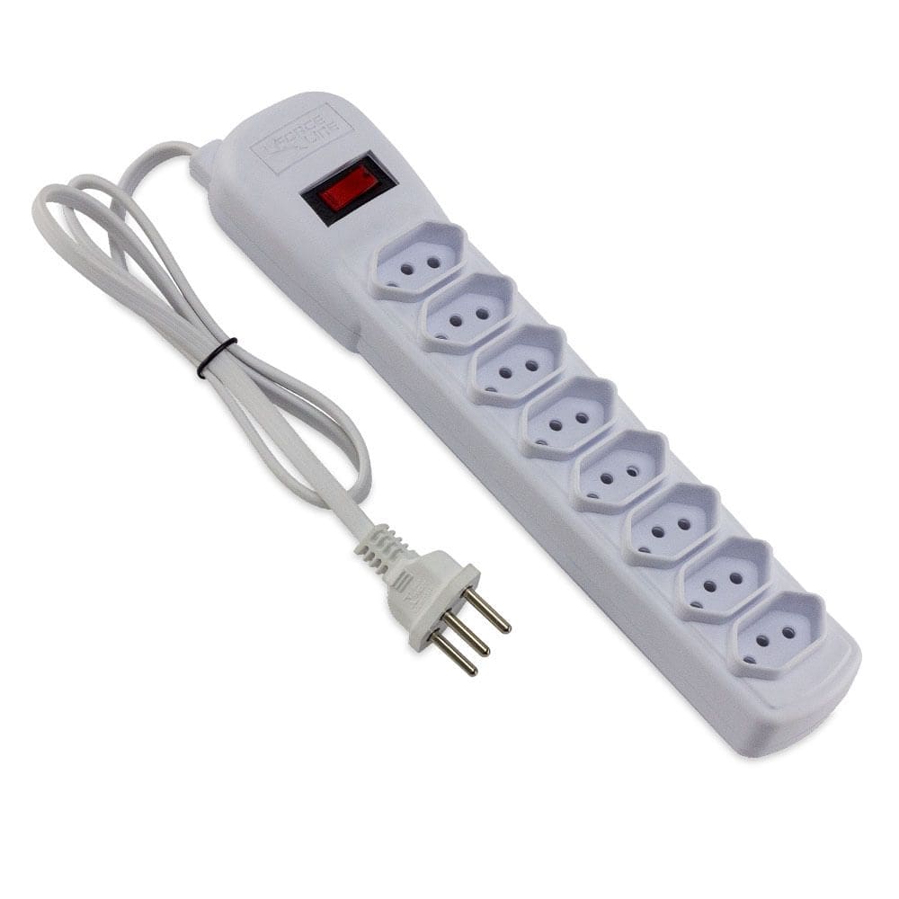 Filtro de Linha 8 Tomadas Incorporadas Bivolt Branco - 60800003 - FORCELINE