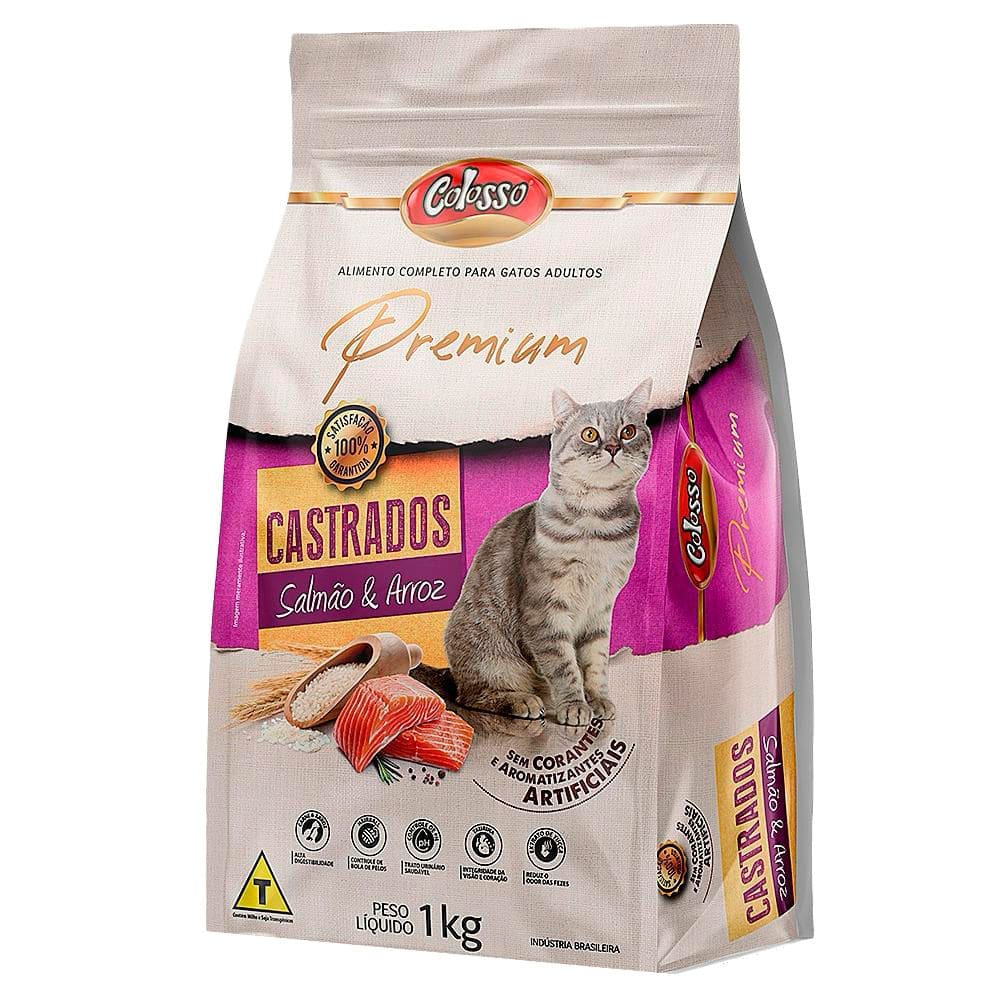 Ração para Gatos Colosso Premium Adultos Castrados Sabor Salmão e Arroz 1Kg