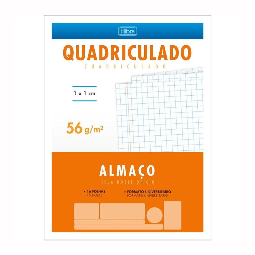 Papel almaço quadriculado 100mm X100mm com 16 folhas Tilibra