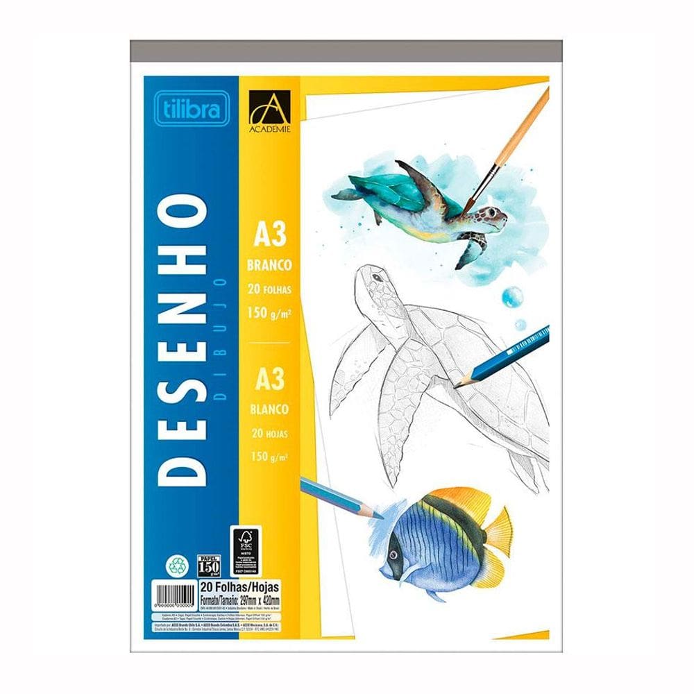 Bloco desenho branco A3 150g com 20 folhas - Tilibra