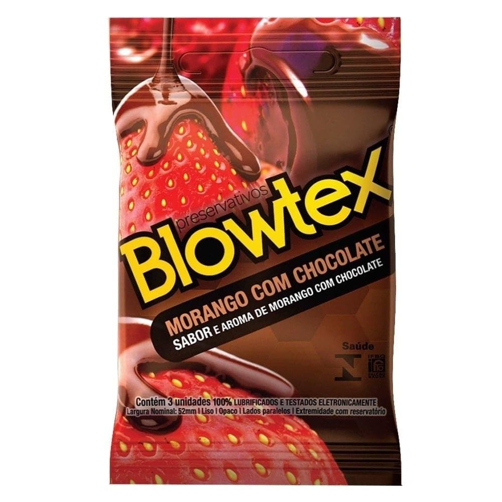 Preservativo Lubrificado Morango com Chocolate 12 Embalagens com 3 Unidades - Blowtex