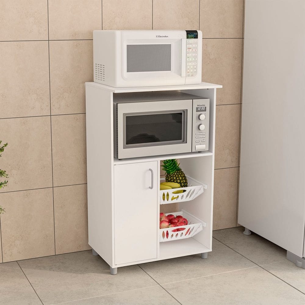 Fruteira Confins 1 Porta 2 Cestos Branco Politorno Móveis