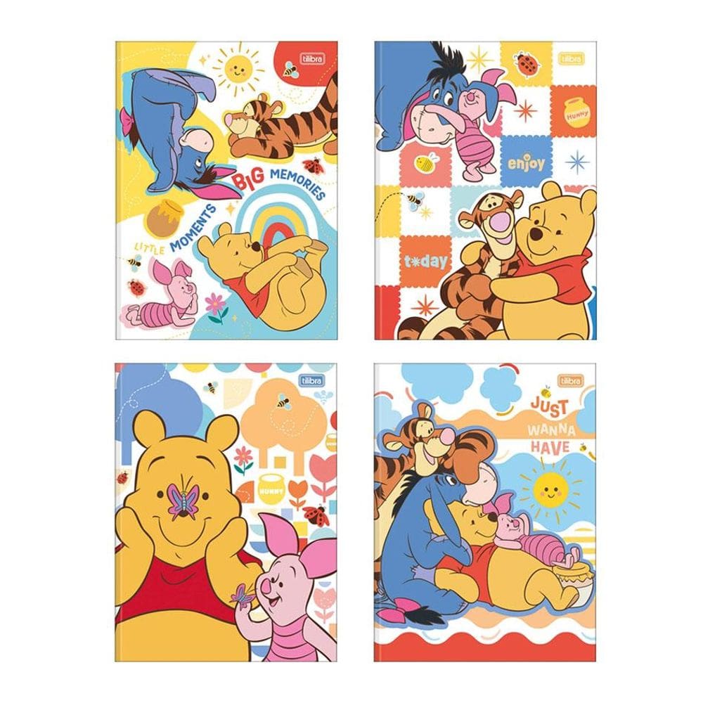 Caderno brochurão capa dura univ 1x1 80 fls Pooh Tilibra