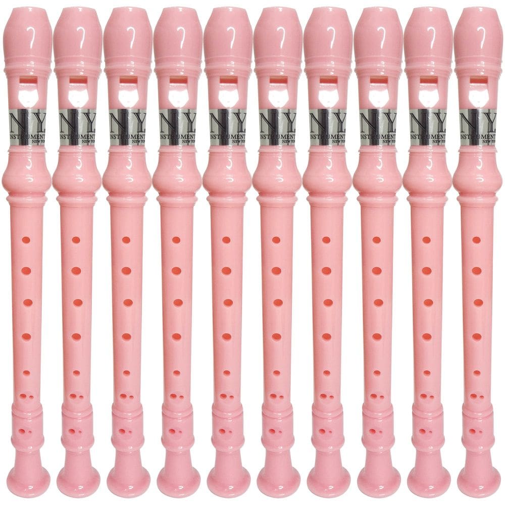 Kit 100 Flautas Doce Germânica Rosa Claro FL 20G New York