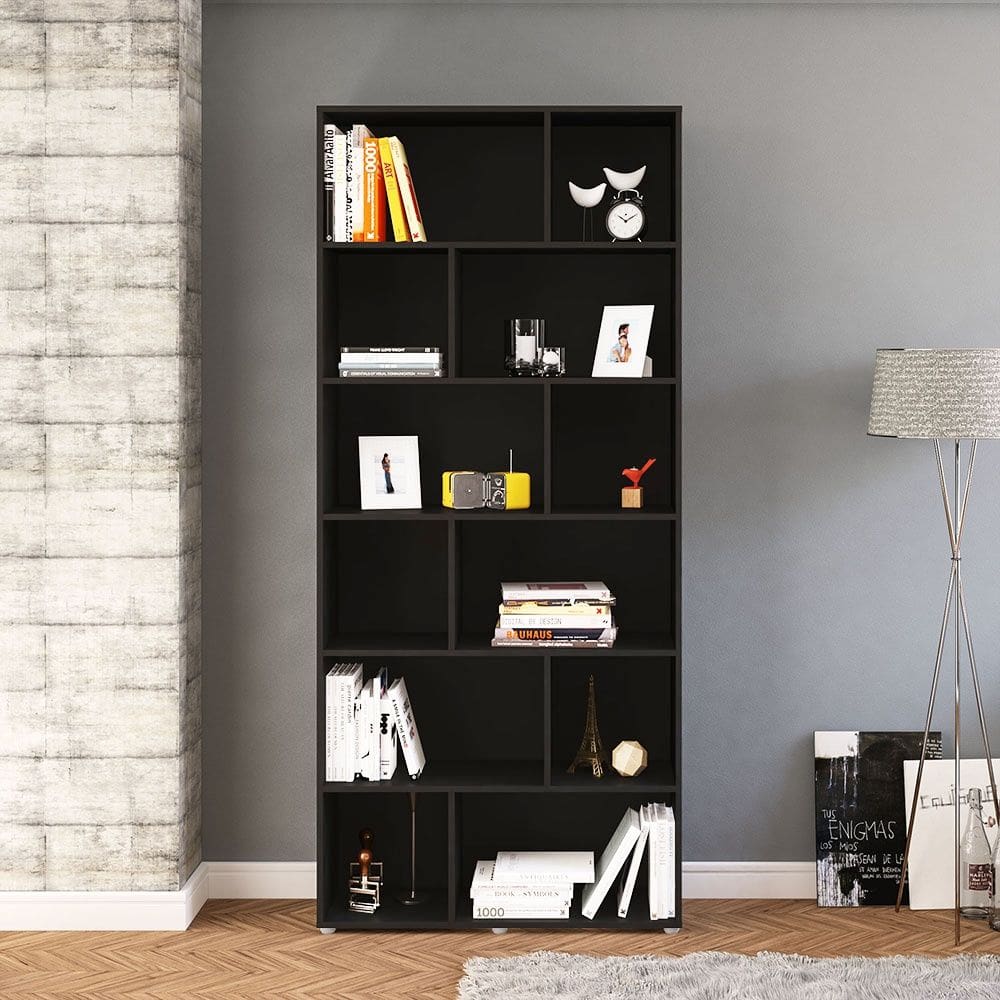 Estante Xangai 12 Nichos Assimétricos Preto Politorno Móveis