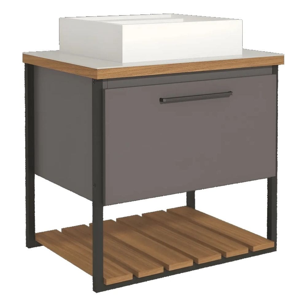 Armário Para Banheiro Mdf Aço 1 Porta 1 Prateleira Titanium