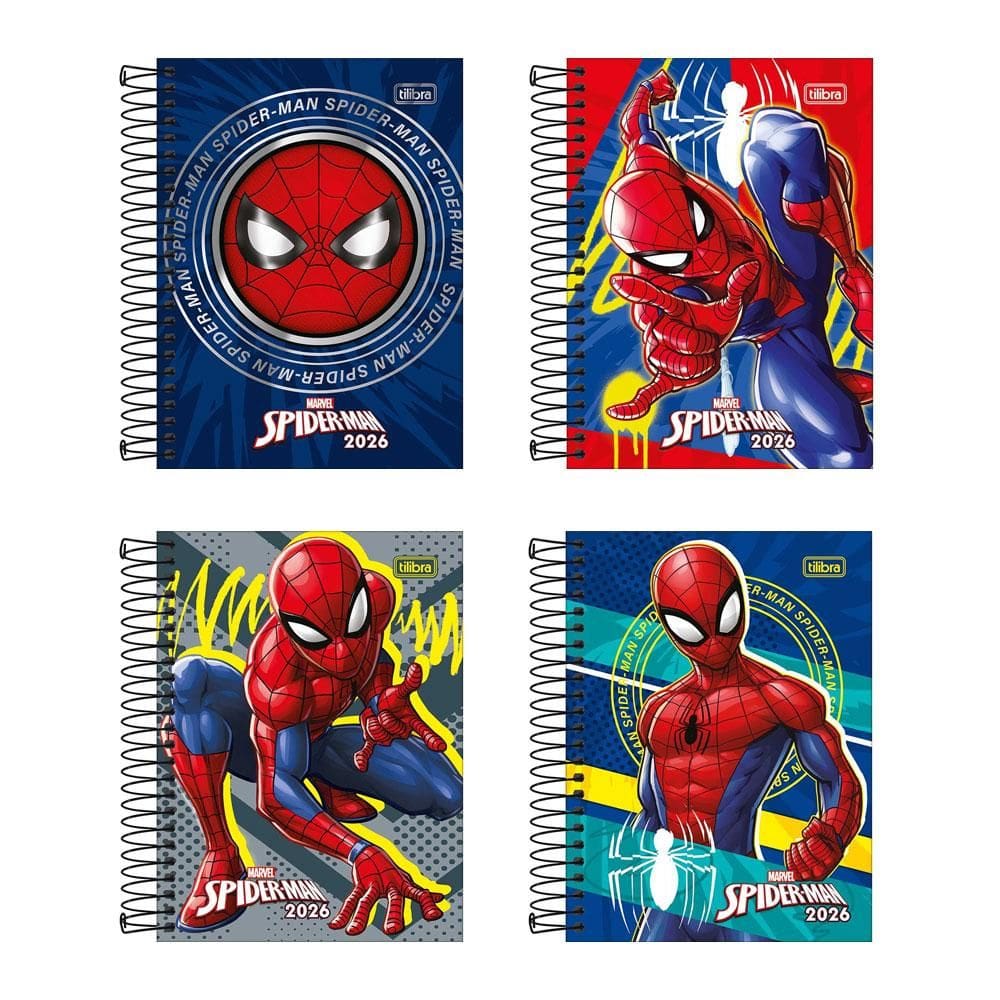 Agenda espiral diária Homem Aranha 2026 Tilibra