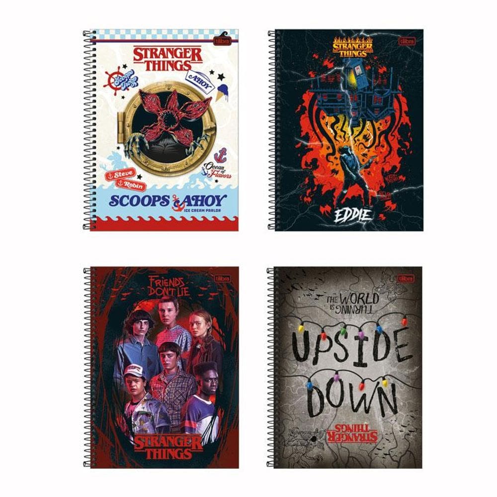 Caderno espiral univ 1x1 80 fls Stranger Things Tilibra