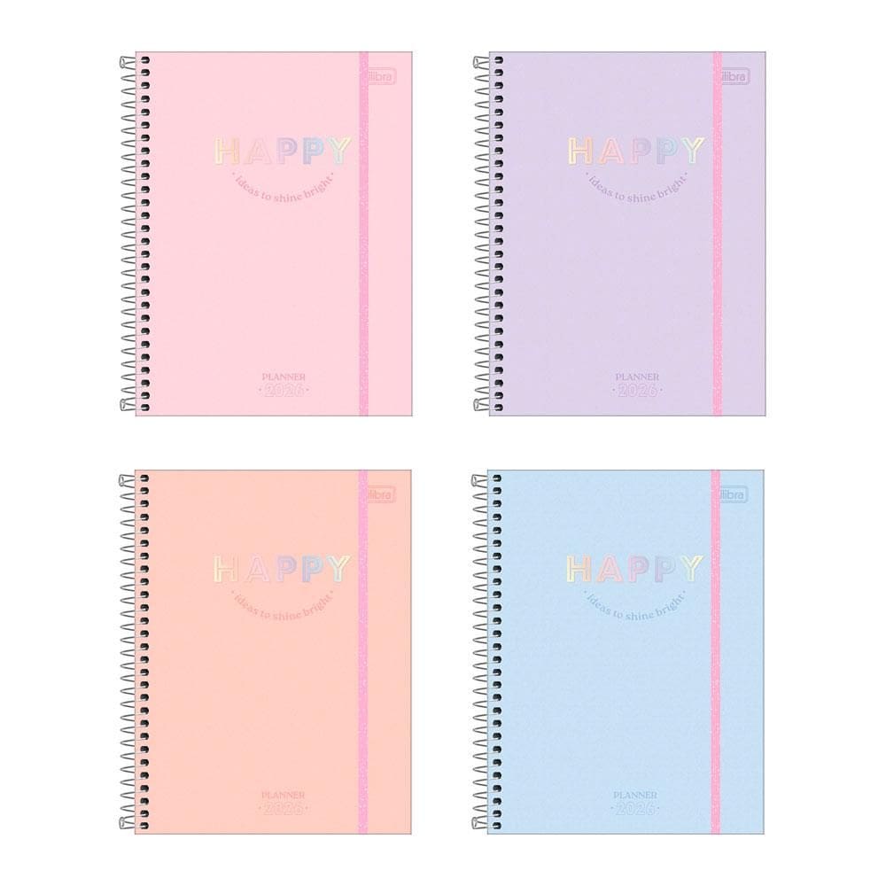 Agenda planner espiral semanal Happy 2026 Tilibra