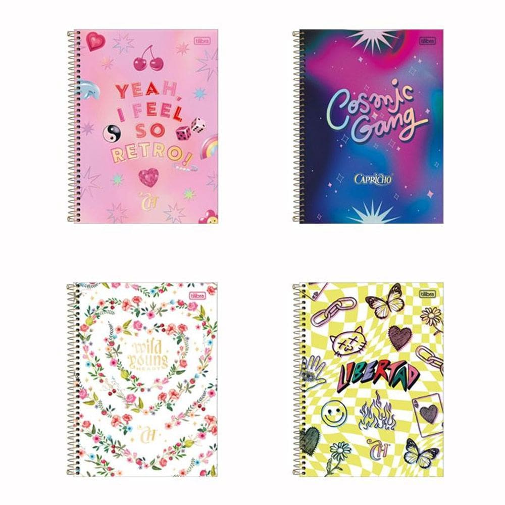Caderno espiral capa dura univ 10x1 160 fls Capricho Tilibra