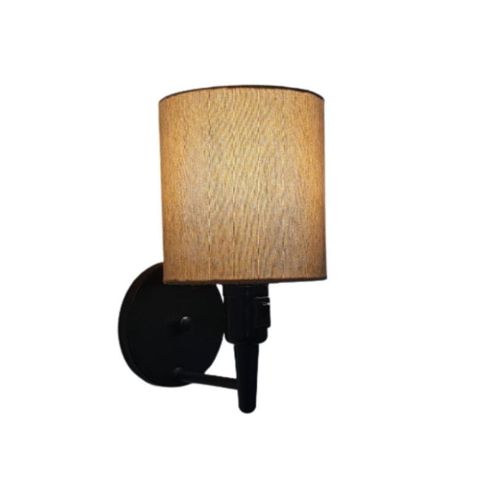 Arandela Cilíndrica Md-2030 Preto Com Liga E Desliga Cúpula Palha - Bivolt