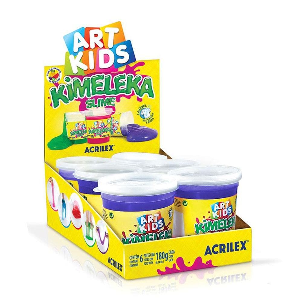 Kimeleka Slime Art Kids 180g - Violeta 516 - 6 Unidades - Acrilex