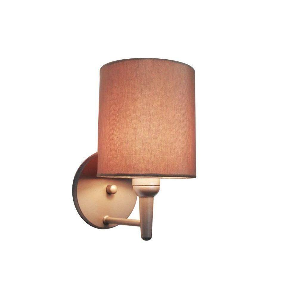 Arandela Cilindrica Md-2009 Base Cinza Cúpula Em Tecido 14x15cm Palha - Bivolt