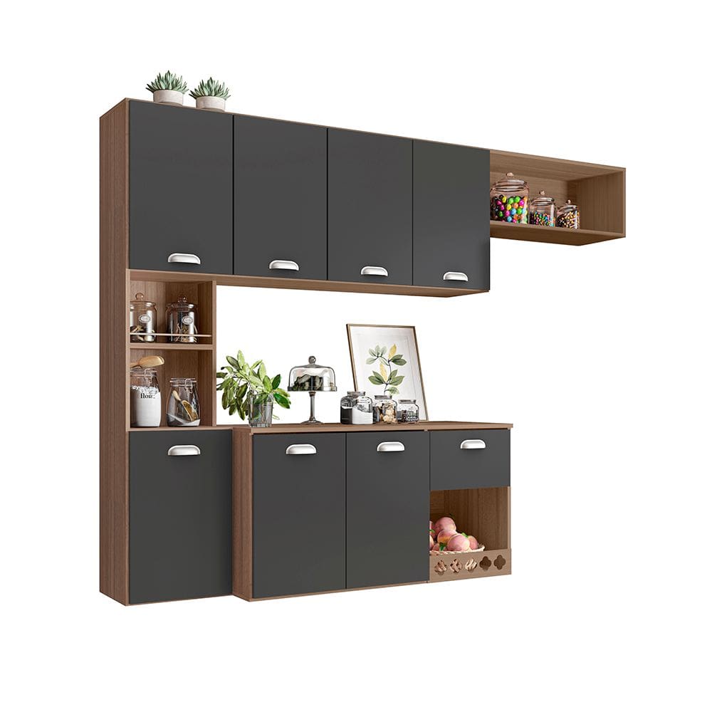 Cozinha Suspensa Com Balcão 180cm Mila - SSX Multicoisas