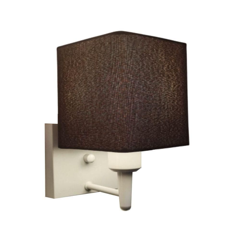 Arandela Quadrada Md-2006 Branco Cúpula Em Tecido Café - Bivolt