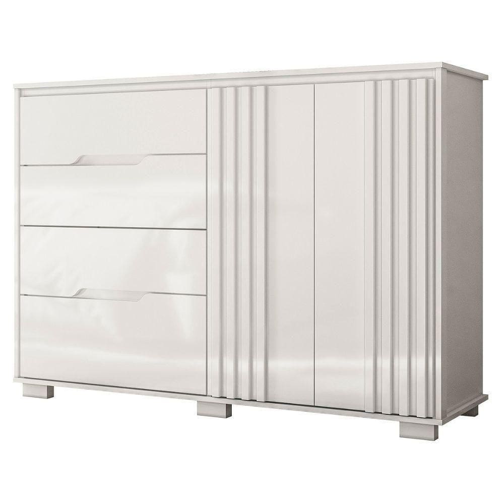 Comoda Texas 4 Gavetas 2 Portas 147 Cm Branco