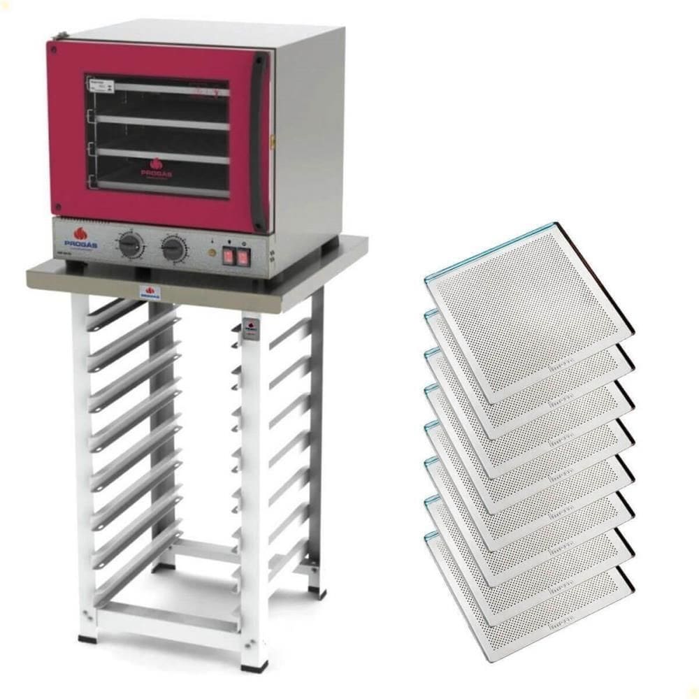 Kit Forno Elétrico Progás Turbo Fast Oven 220V Com Mesa PRP-004 G2 E 8 Bandejas Imeca