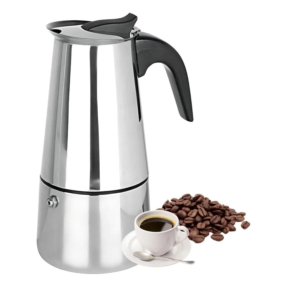 Cafeteira Italiana Luxo Em Inox Cafe Expresso e Moka 6 Xicaras Kehome