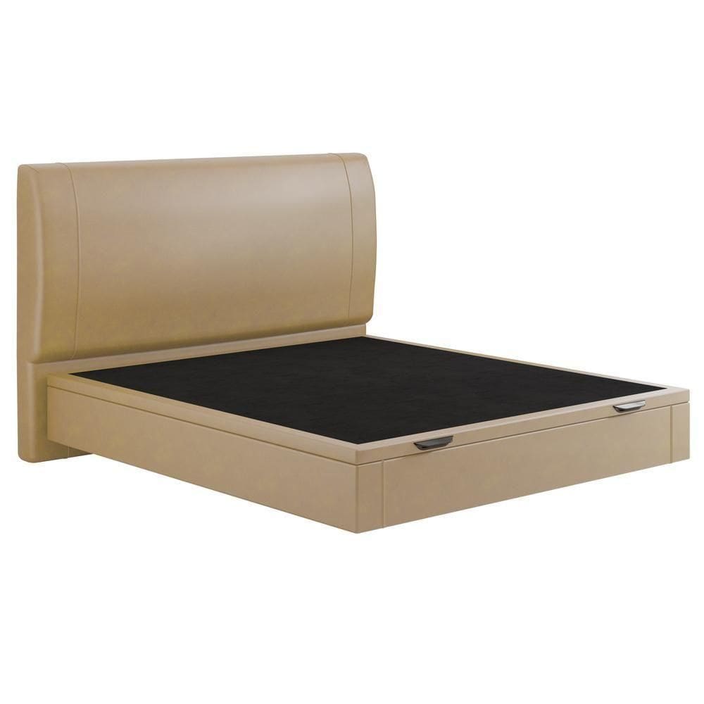 Cama Queen Baú Flutuante Com Cabeceira 160cm Spazio S04 Couríssimo Bege - Lyam Decor