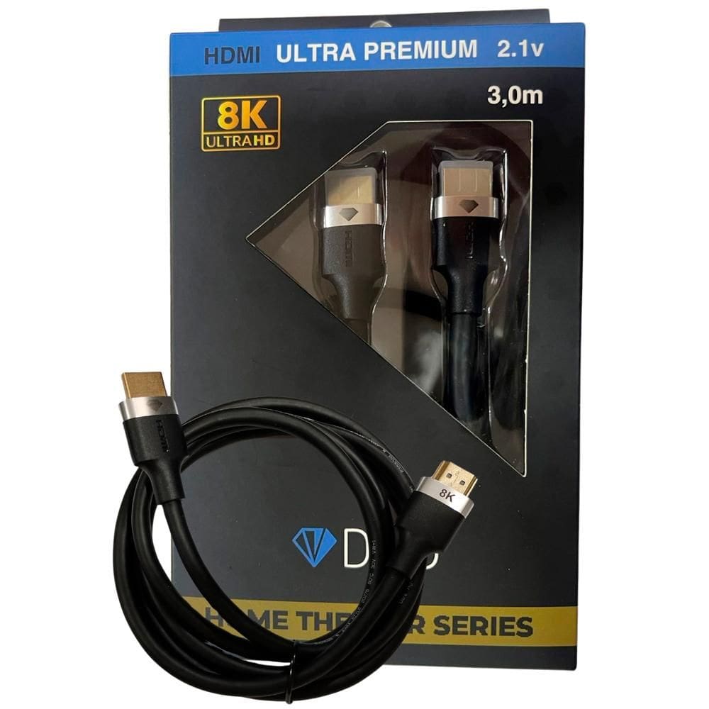 Cabo HDMI 2.1 8K/4K DMD HT-4020 3 Metros Premium Ultra Durável Diamond Cable