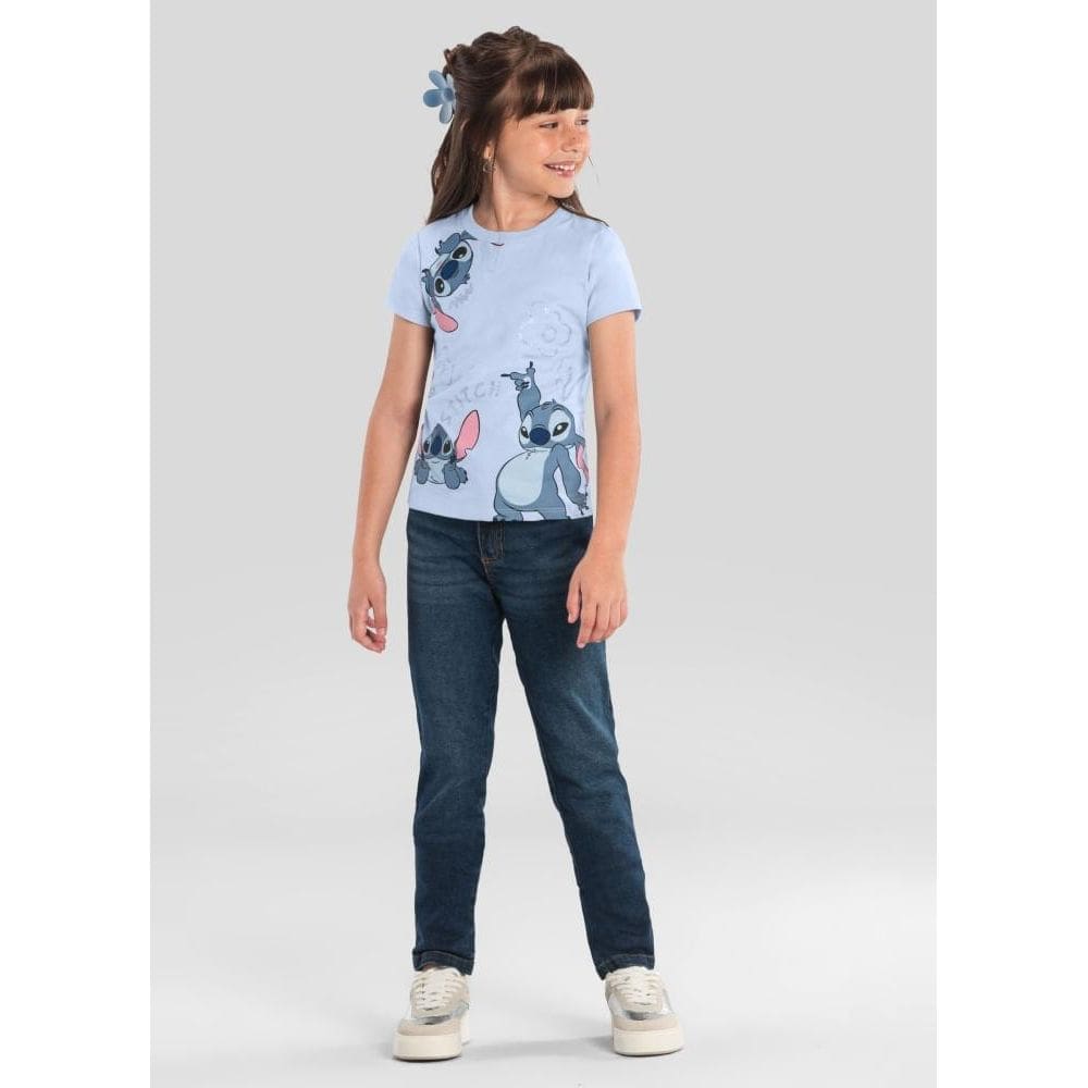 Blusa infantil menina do Stitch com glitter Brandili