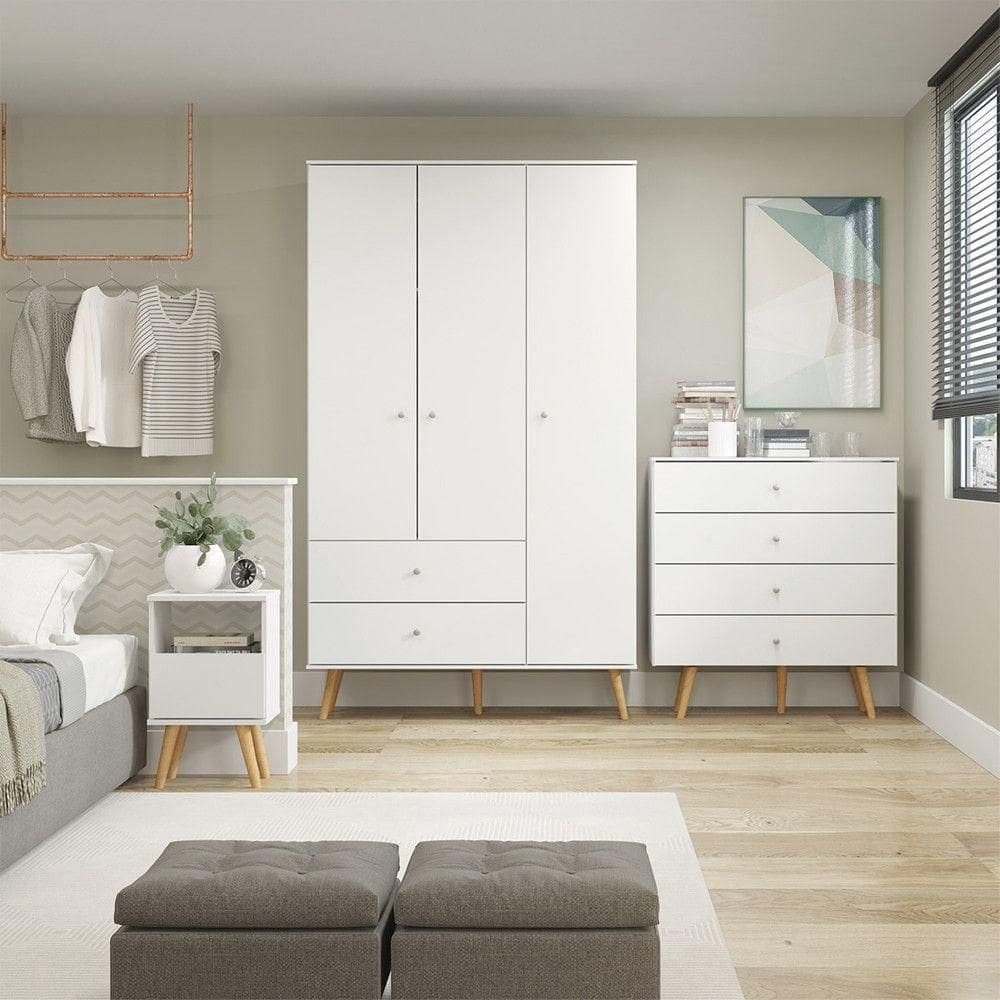 Kit Completo Quarto Guarda Roupa Cômoda Mesa Menu Móveis Branco