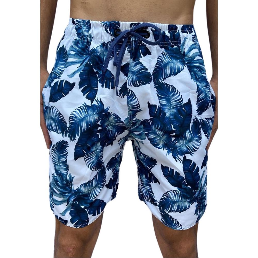 Short Masculino Estampado de Folhas Azuis CoolWave