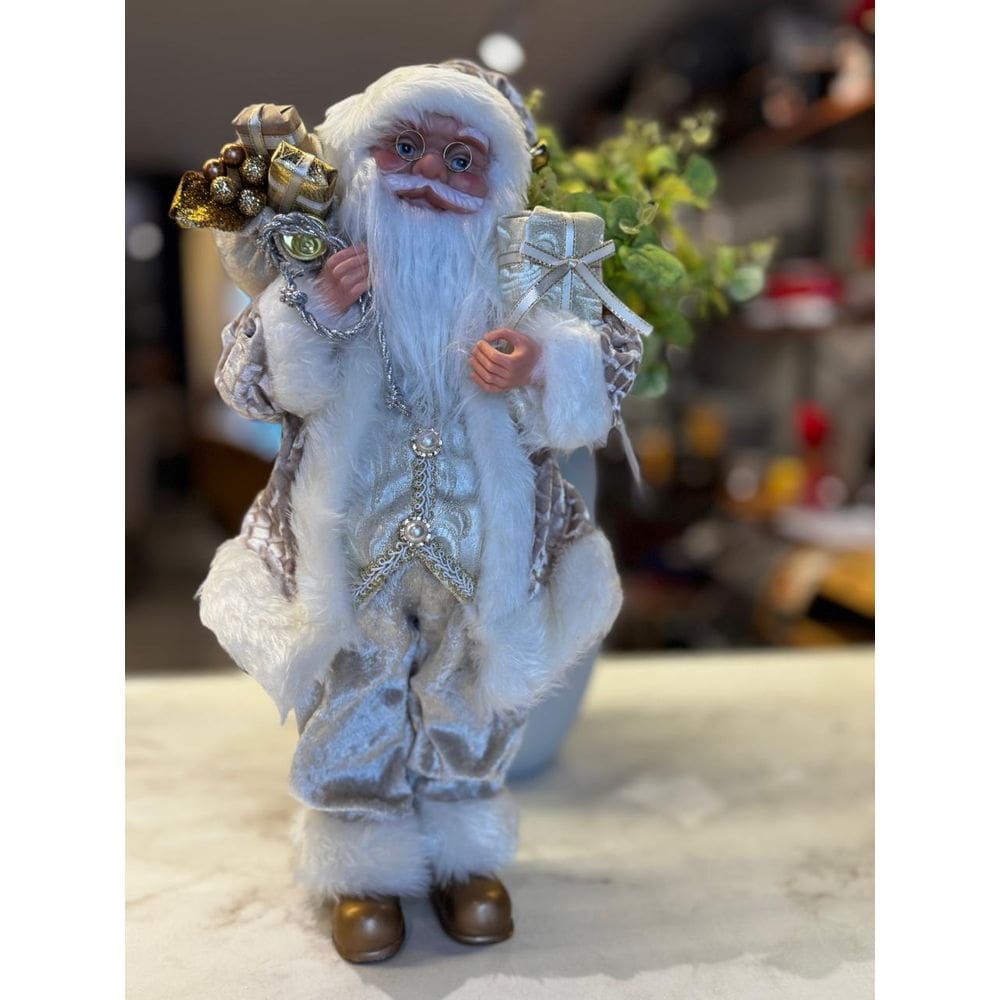Papai Noel Decorativo Branco/Dourado