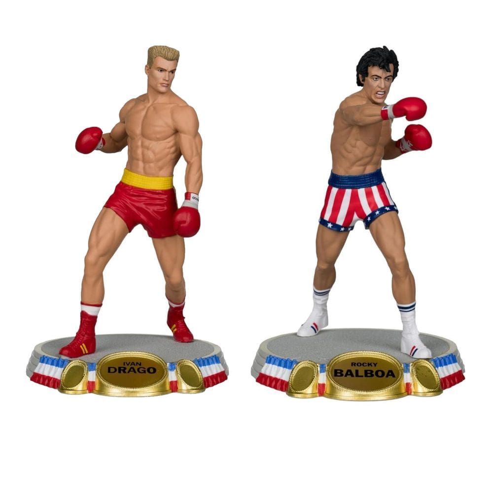 Pacote de bonecos McFarlane Rocky Balboa/Ivan Drago de 15 cm com Acc