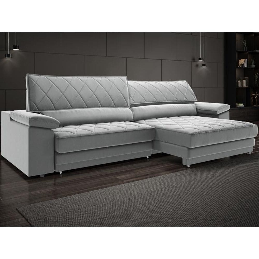 Sofá de Duplo Molejo com Carregador USB, Retrátil e Reclinável Viena 2,50m Veludocristal - NETSOFAS