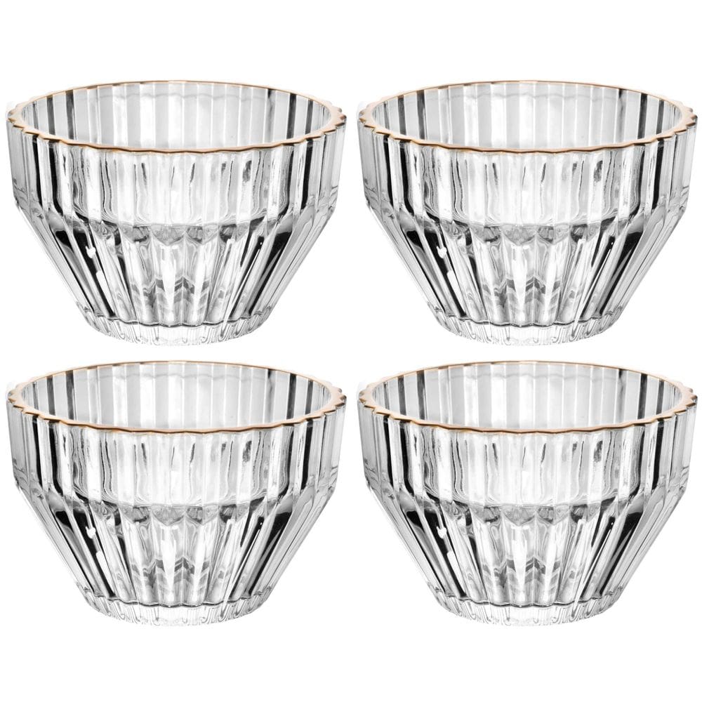Conjunto de 4 Bowls Imperatriz de Cristal com Fio de Ouro 330ml - Wolff