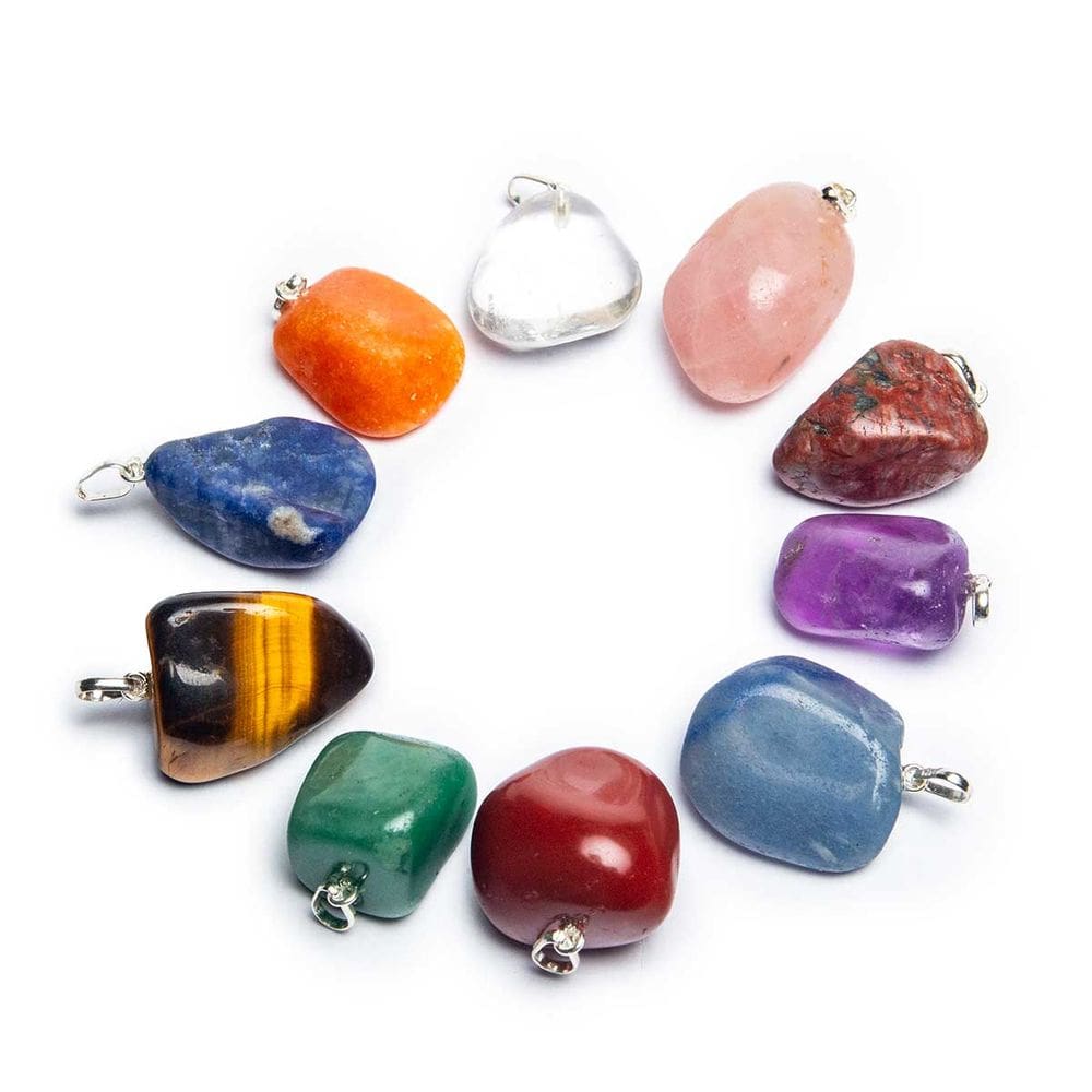 10 Pingente Misto Pedrinha Rolado Pino Prata 950 Selecionadas