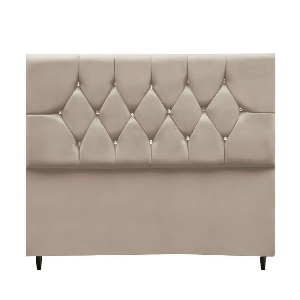 Cabeceira Estofada Cama Box Solteirão 100 Cm Suede Dubai bege