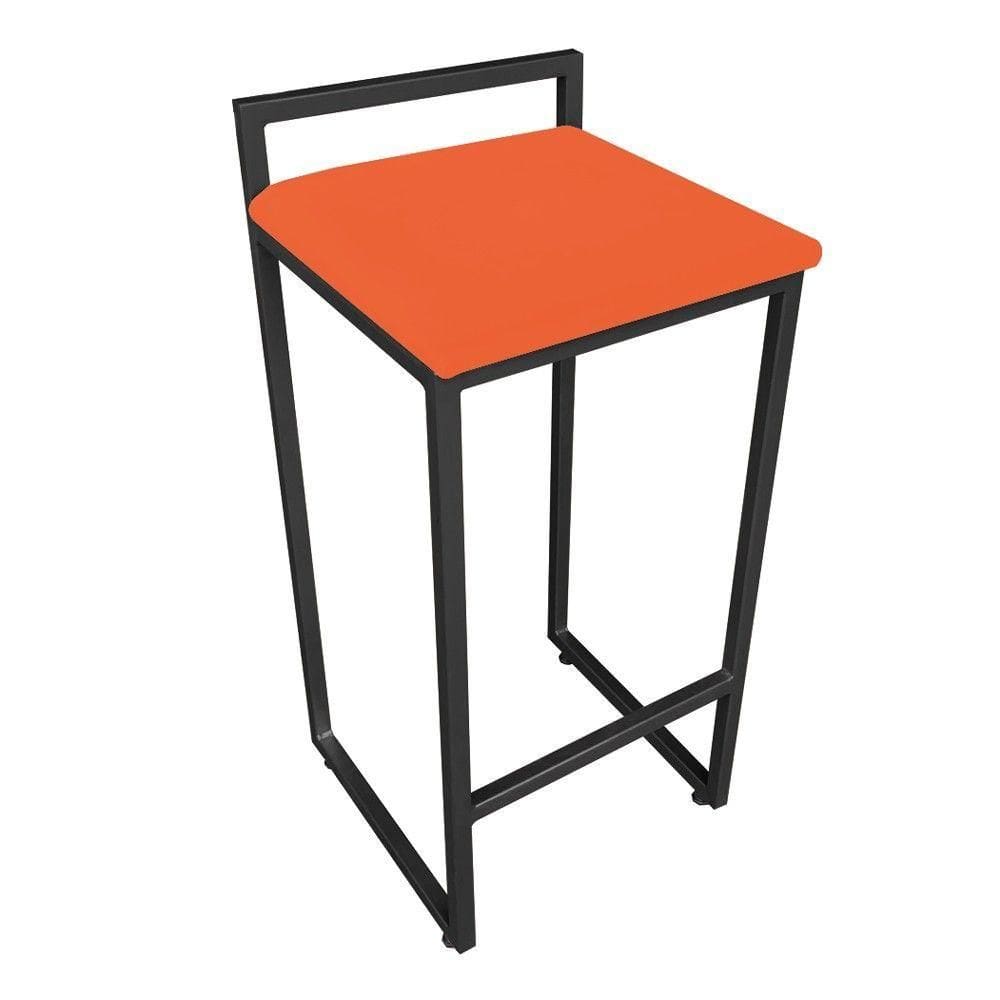 Banqueta Alta Lavínia Suede Base Preto DRossi Laranja