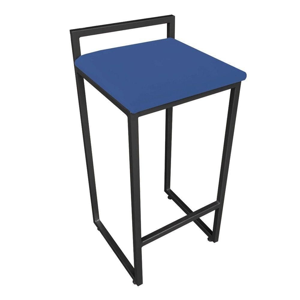 Banqueta Alta Lavínia Suede Base Preto DRossi Azul Royal