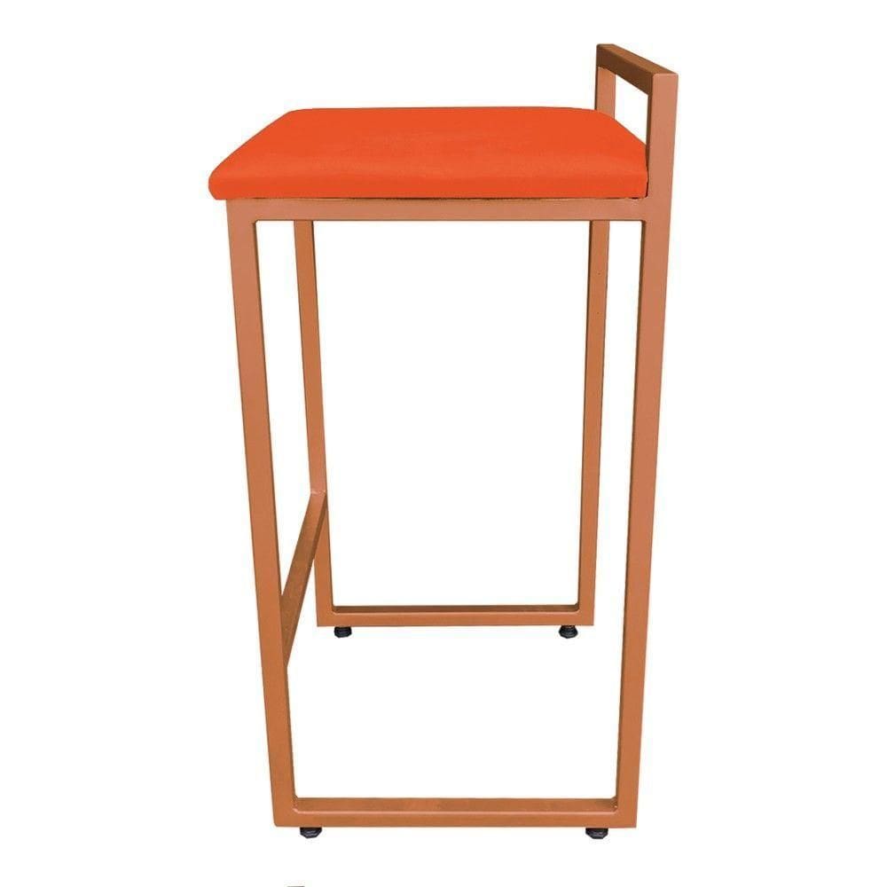 Conjunto 02 Banquetas Alta Lavínia Suede Base Cobre DRossi Laranja