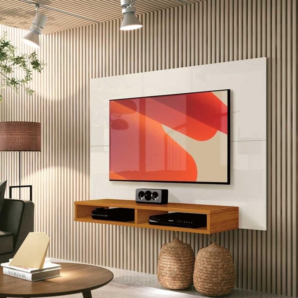 Painel Para Tv Até 43 Polegadas 1,20m Com Nicho Fox New Edn - Off White - Cedro Off White - Cedro