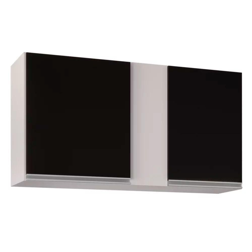 Armário Aéreo 02s Agata Branco Preto 100cm