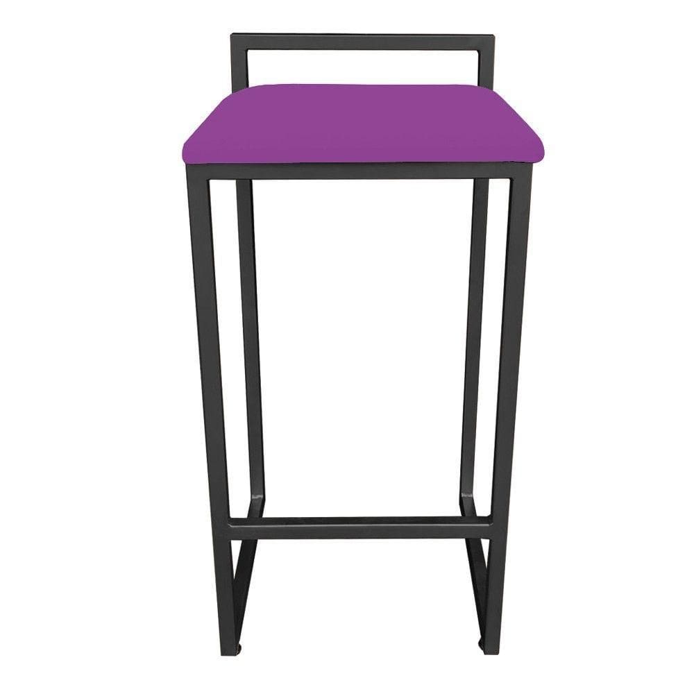 Conjunto 02 Banquetas Alta Lavínia Suede Base Preto DRossi Roxo
